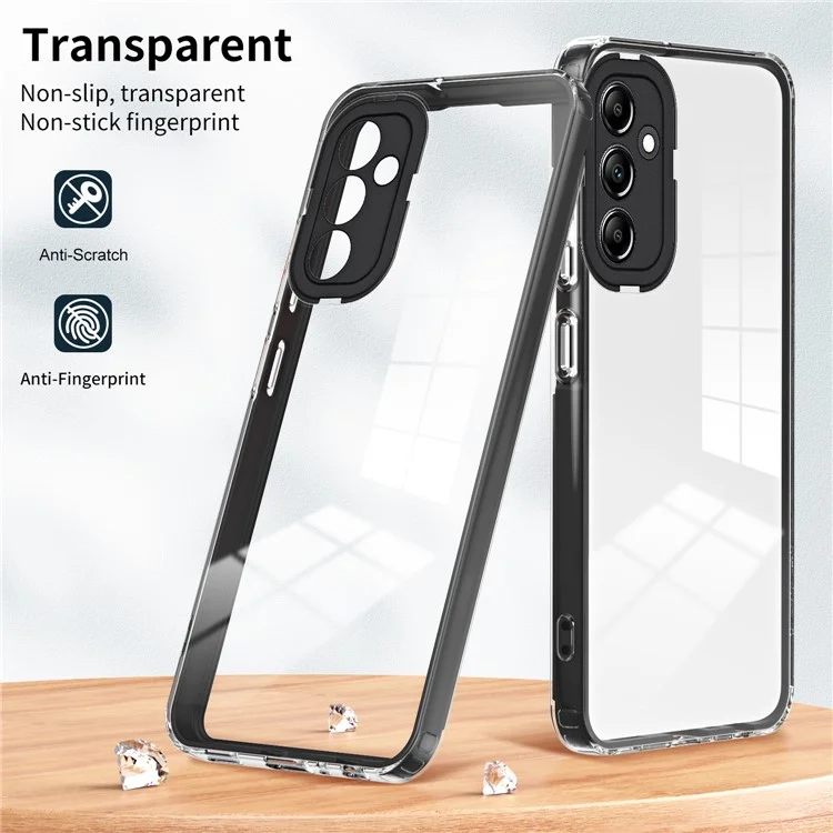 For Samsung Galaxy M14 5G Clear Back Cover TPU + PC Camera Protection Anti-drop Phone Case - Black