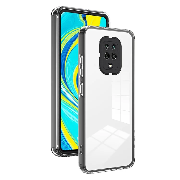 For Xiaomi Redmi Note 9S 4G / Note 9 Pro 4G Case 3-in-1 TPU PC Phone Cover with PC Camera Frame - Black