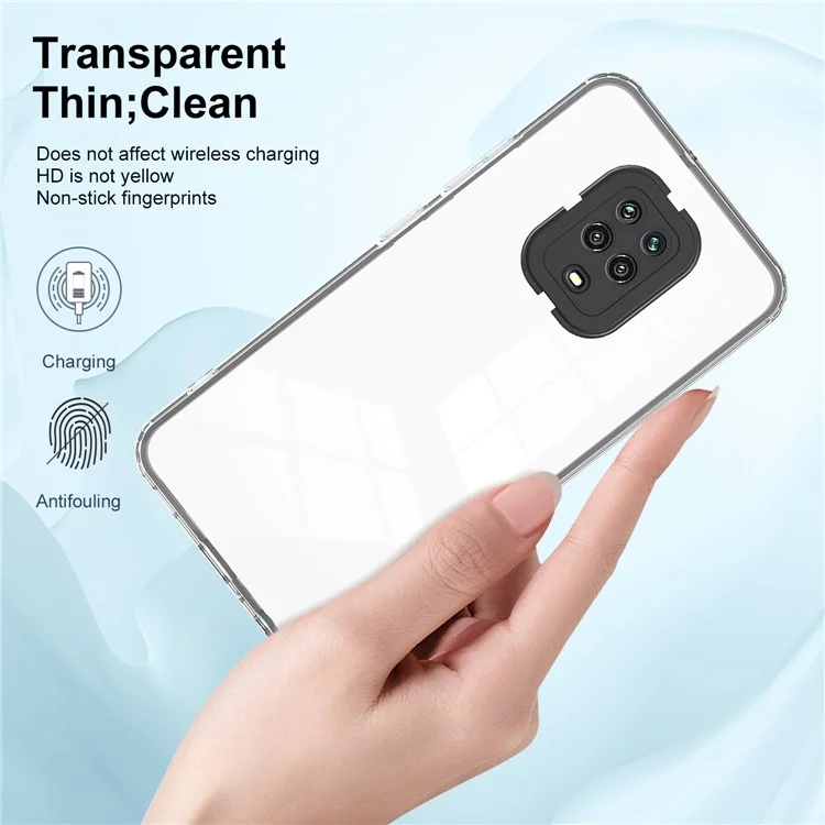 For Xiaomi Redmi Note 9S 4G / Note 9 Pro 4G Case 3-in-1 TPU PC Phone Cover with PC Camera Frame - Black