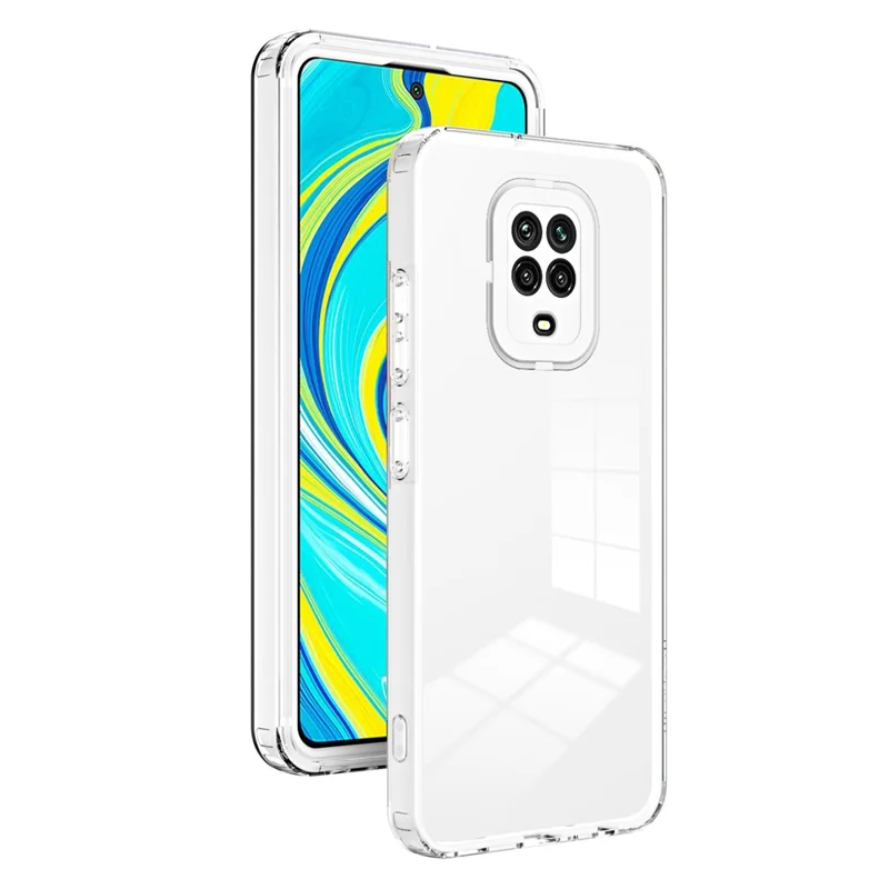 لـ هاتف شاومي ريدمي نوت 9S 4G / نوت 9 برو 4G غطاء حماية 3 في 1 من مادة TPU وPC مع إطار كاميرا من مادة PC - أبيض