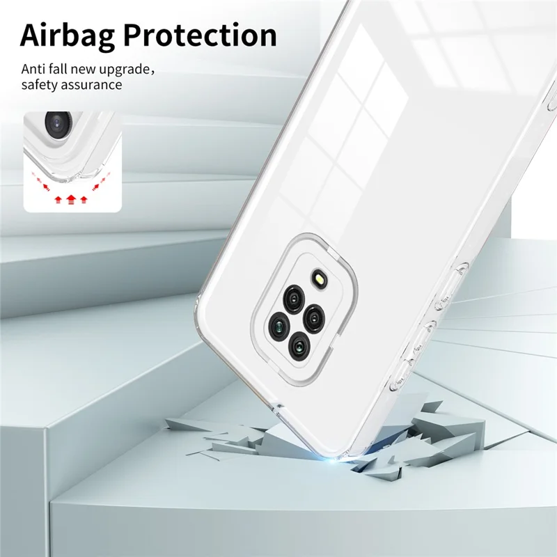 لـ هاتف شاومي ريدمي نوت 9S 4G / نوت 9 برو 4G غطاء حماية 3 في 1 من مادة TPU وPC مع إطار كاميرا من مادة PC - أبيض