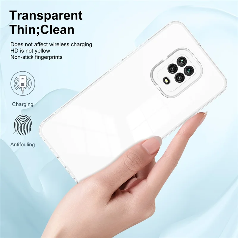 لـ هاتف شاومي ريدمي نوت 9S 4G / نوت 9 برو 4G غطاء حماية 3 في 1 من مادة TPU وPC مع إطار كاميرا من مادة PC - أبيض