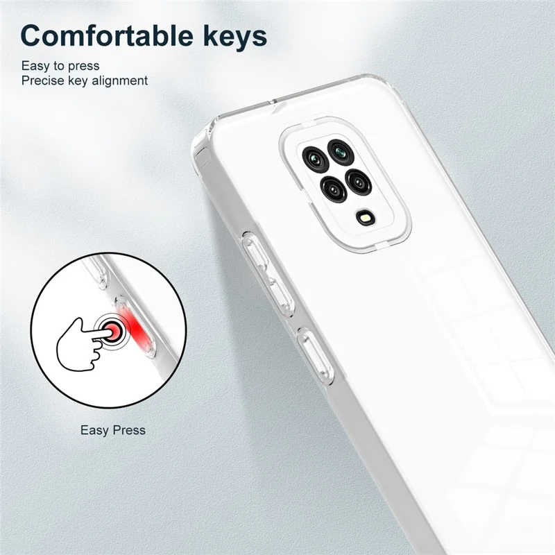 لـ هاتف شاومي ريدمي نوت 9S 4G / نوت 9 برو 4G غطاء حماية 3 في 1 من مادة TPU وPC مع إطار كاميرا من مادة PC - أبيض