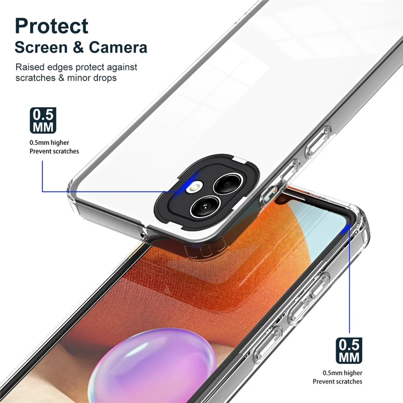 For Samsung Galaxy A04e 4G / F04 4G / M04 4G Shockproof Case 3-in-1 TPU PC Phone Cover with PC Camera Frame - Black