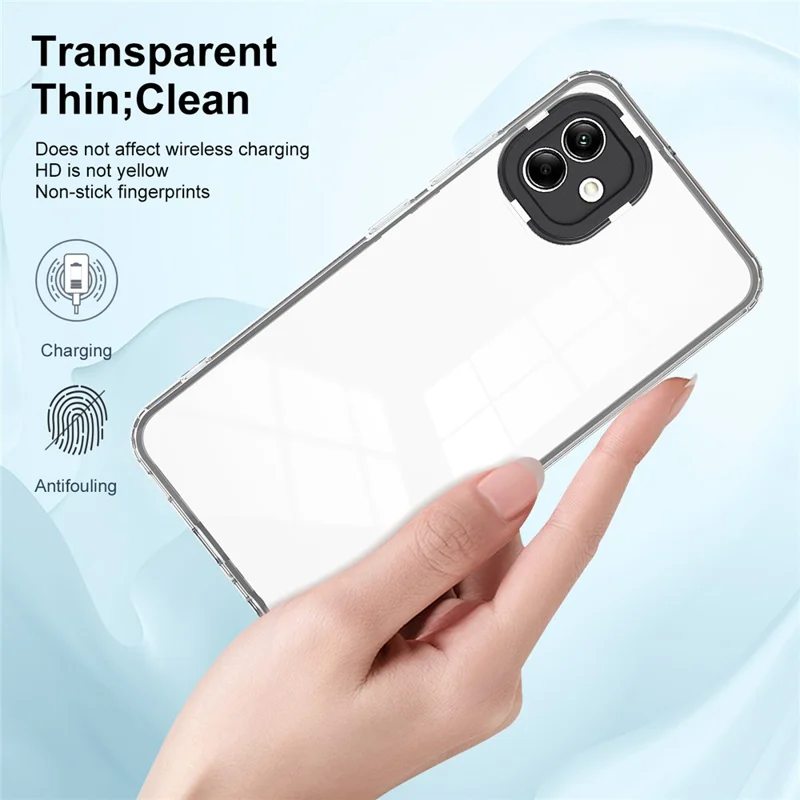 For Samsung Galaxy A04e 4G / F04 4G / M04 4G Shockproof Case 3-in-1 TPU PC Phone Cover with PC Camera Frame - Black