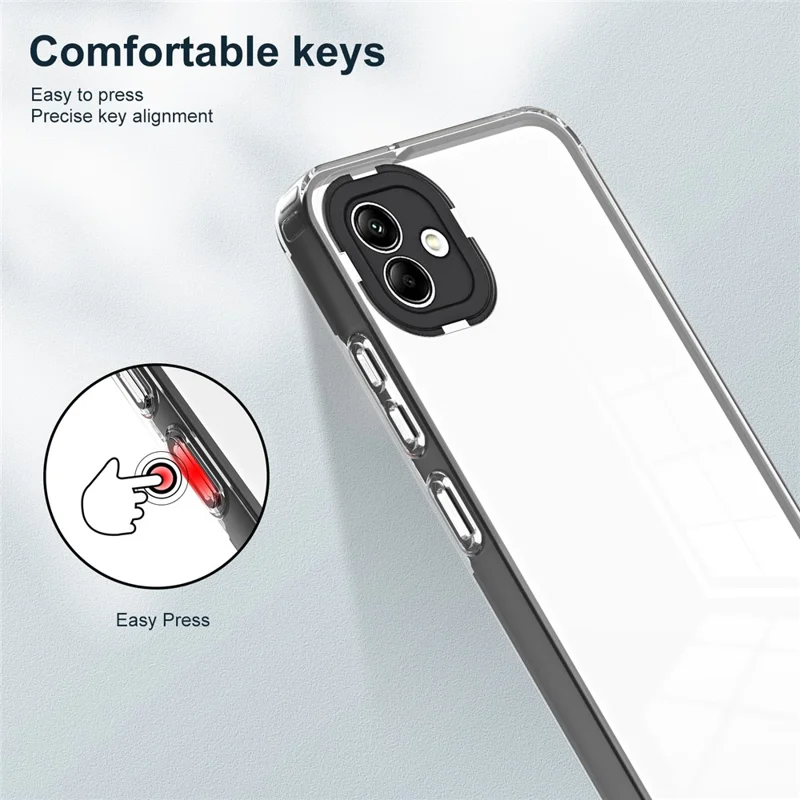 For Samsung Galaxy A04e 4G / F04 4G / M04 4G Shockproof Case 3-in-1 TPU PC Phone Cover with PC Camera Frame - Black