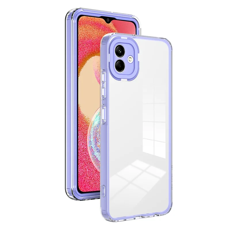 For Samsung Galaxy A04e 4G / F04 4G / M04 4G Shockproof Case 3-in-1 TPU PC Phone Cover with PC Camera Frame - Purple