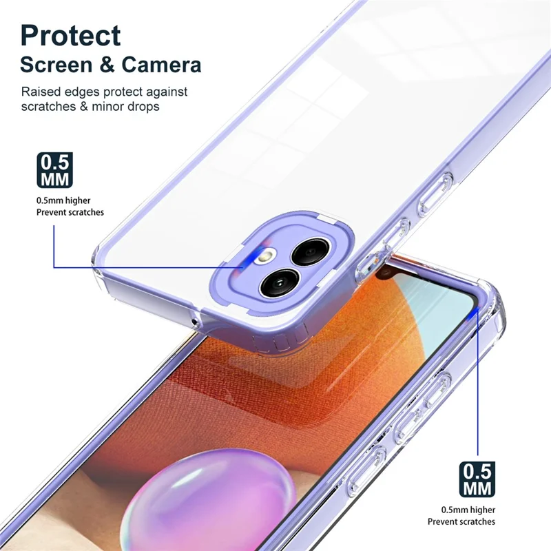 For Samsung Galaxy A04e 4G / F04 4G / M04 4G Shockproof Case 3-in-1 TPU PC Phone Cover with PC Camera Frame - Purple