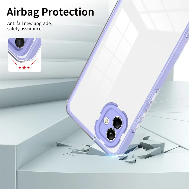 For Samsung Galaxy A04e 4G / F04 4G / M04 4G Shockproof Case 3-in-1 TPU PC Phone Cover with PC Camera Frame - Purple