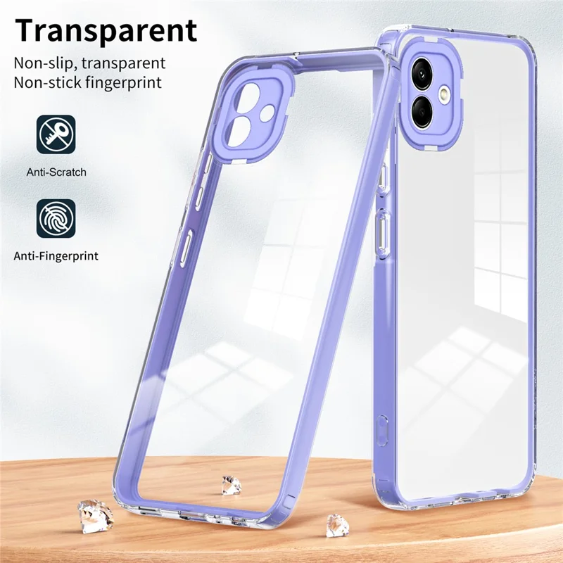 For Samsung Galaxy A04e 4G / F04 4G / M04 4G Shockproof Case 3-in-1 TPU PC Phone Cover with PC Camera Frame - Purple