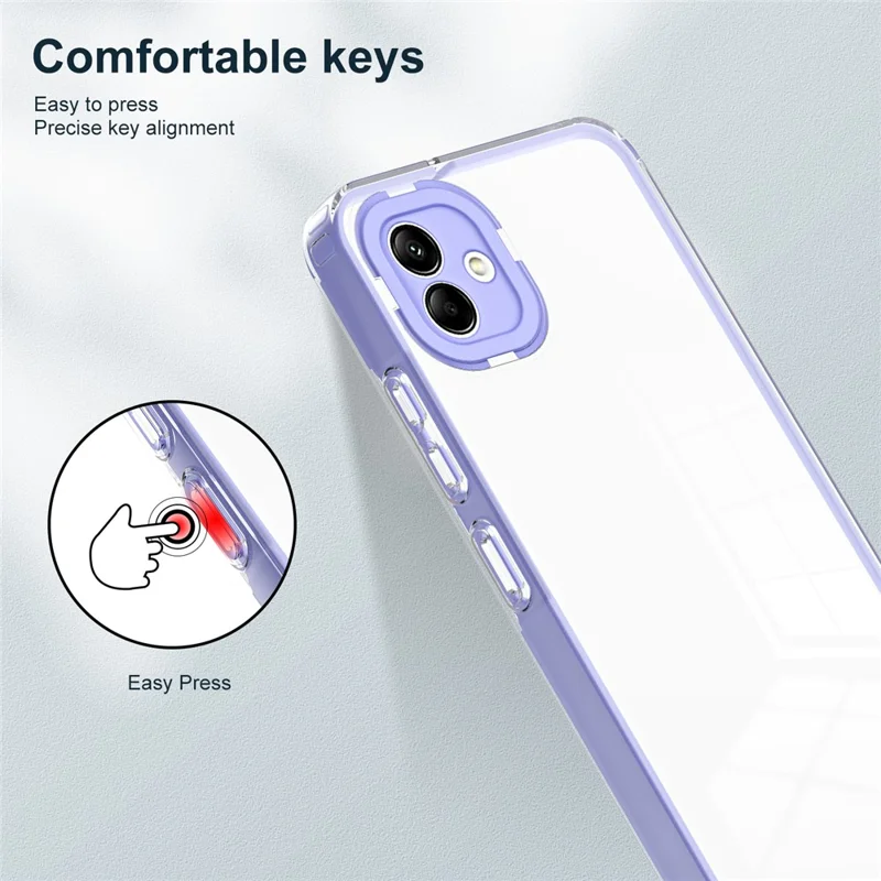 For Samsung Galaxy A04e 4G / F04 4G / M04 4G Shockproof Case 3-in-1 TPU PC Phone Cover with PC Camera Frame - Purple