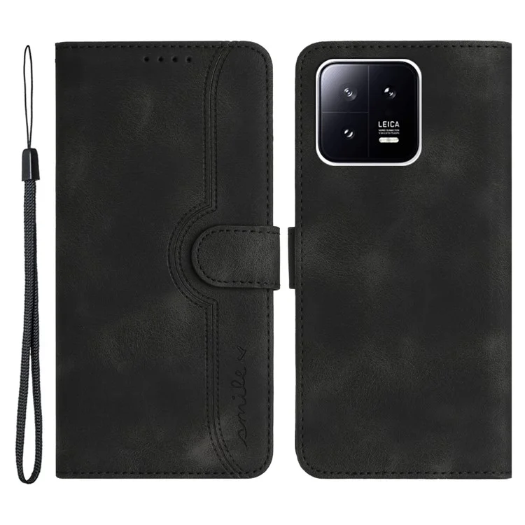 Capa de Telefone YX003 para Xiaomi 13 5G, Carteira de Couro PU, Suporte para Telefone, Capa Magnética com Estampa Impressa - Preto