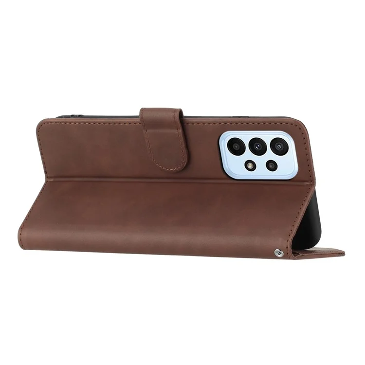 YX003 Per Samsung Galaxy A53 5G Custodia Wallet in pelle PU Imprinted Smile Pattern Phone Stand Case - Caffè