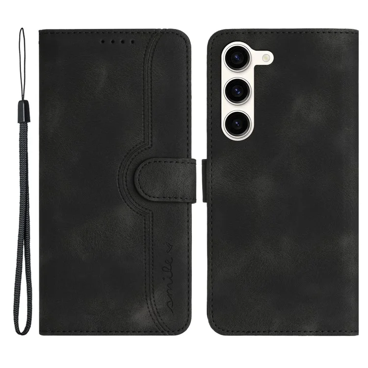 YX003 Para Samsung Galaxy S23+ Carteira PU Leather Phone Stand Case Imprinted Pattern Cover - Preto