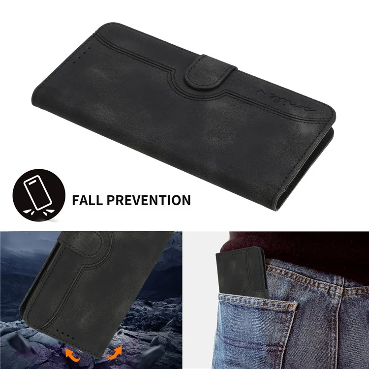 YX003 Para Samsung Galaxy S23+ Carteira PU Leather Phone Stand Case Imprinted Pattern Cover - Preto