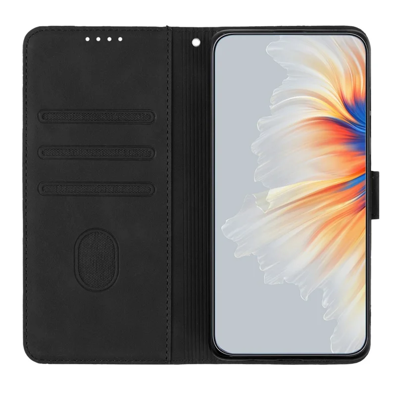 YX003 For iPhone 14 Pro Max Imprinted Smile Pattern Phone Case PU Leather Wallet Stand Cover - Black