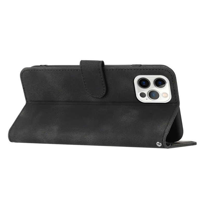 YX003 For iPhone 14 Pro Max Imprinted Smile Pattern Phone Case PU Leather Wallet Stand Cover - Black