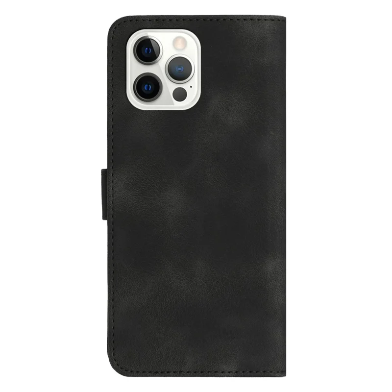 YX003 For iPhone 14 Pro Max Imprinted Smile Pattern Phone Case PU Leather Wallet Stand Cover - Black