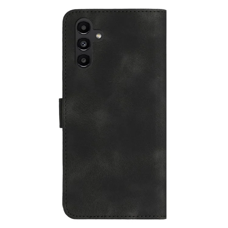 YX003 для Samsung Galaxy A13 5G / A04s 4G Противоотпечатковый чехол для телефона из кожаного бумажника со стендом с тиснёным узором - чёрный