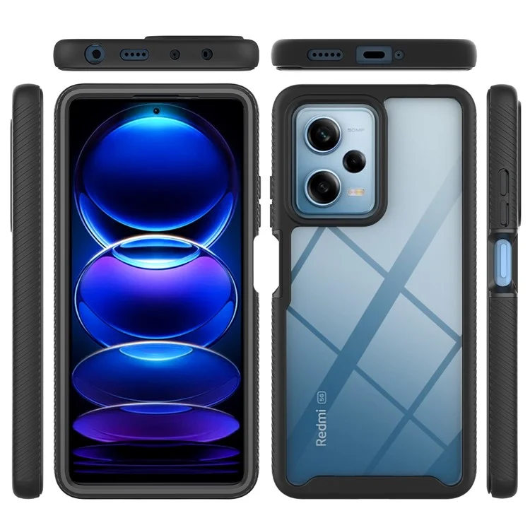 Clear Phone Case for Xiaomi Redmi Note 12 Pro 5G / Note 12 Pro Speed 5G / Poco X5 Pro 5G , PC+TPU Protective Cover with PET Film - Black