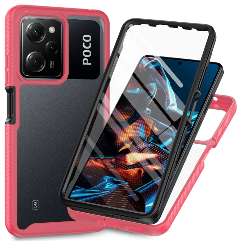 Прозрачный чехол для телефона для Xiaomi Redmi Note 12 Pro 5G / Note 12 Pro Speed 5G / Poco X5 Pro 5G, защитная крышка из ПК+ТПУ с пленкой ПЭТ - розовый