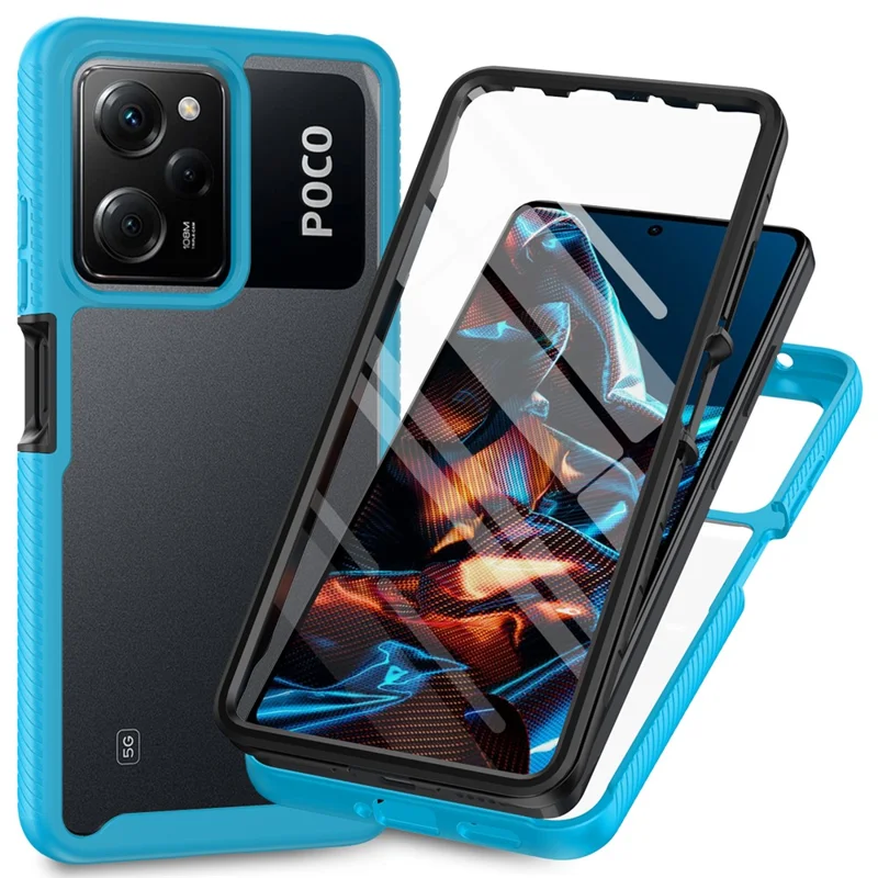 Coque de téléphone transparente pour Xiaomi Redmi Note 12 Pro 5G / Note 12 Pro Speed 5G / Poco X5 Pro 5G, Housse de protection PC+TPU avec film PET - Bleu clair