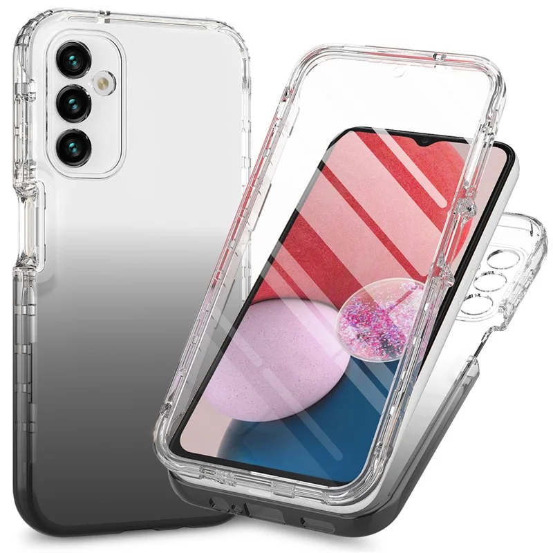 Para Samsung Galaxy A24 4G (162,1 x 77,6 x 8,3 mm) Capa de Telefone Celular Gradient Color PC TPU com Protetor de Tela PET - Preto