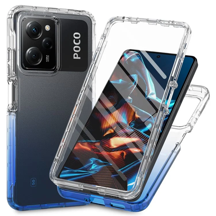 Funda para teléfono para Xiaomi Redmi Note 12 Pro 5G / Note 12 Pro Speed 5G / Poco X5 Pro 5G, cubierta degradada de PC + TPU con película de PET - Azul