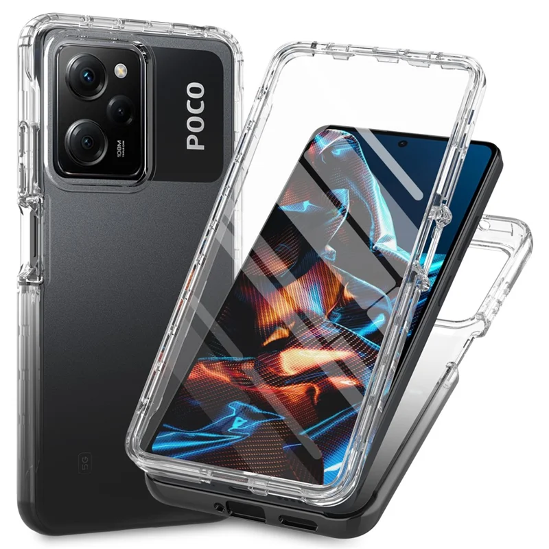 Phone Case for Xiaomi Redmi Note 12 Pro 5G / Note 12 Pro Speed 5G / Poco X5 Pro 5G , PC + TPU Gradient Cover with PET Film - Black