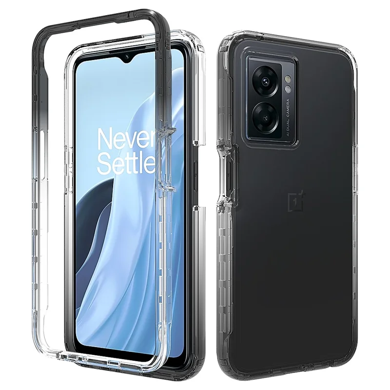 Für OnePlus Nord N300 5G / Oppo A57 4G / A57 (2022) 5G / A77 4G / A77 5G Farbverlauf Farbe Fall TPU PC Handy Gehäuse - Farbverlauf Schwarz