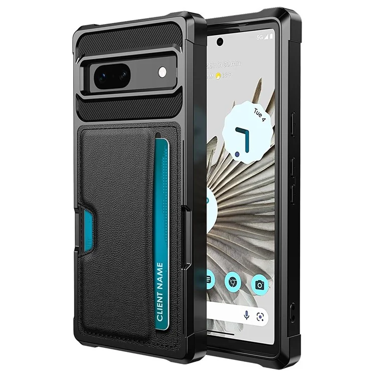 For Google Pixel 7a Phone Case ZM02 PU Leather Coated TPU Shockproof Case with Card Slot Holder Cover