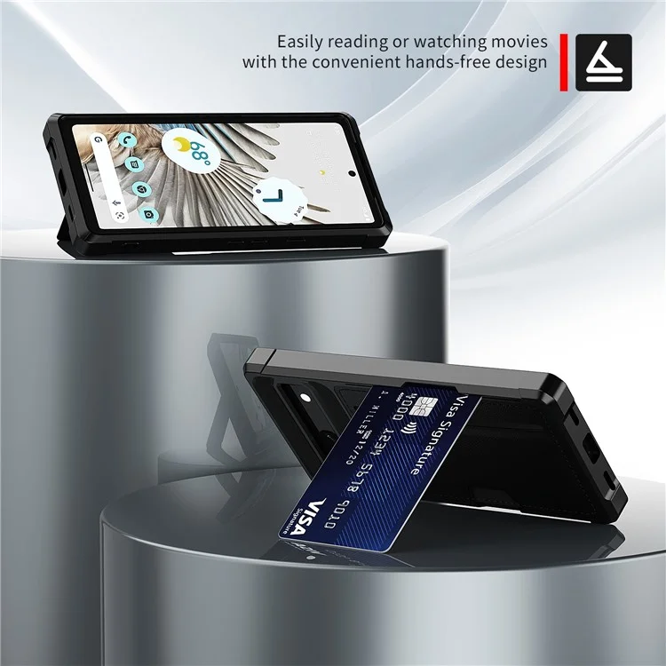 For Google Pixel 7a Phone Case ZM02 PU Leather Coated TPU Shockproof Case with Card Slot Holder Cover