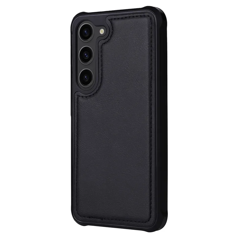 KT Multi-functional Series-4 Leather Phone Case para Samsung Galaxy S23+, Carteira com Suporte Zíper Destacável Capa Magnética - Preto
