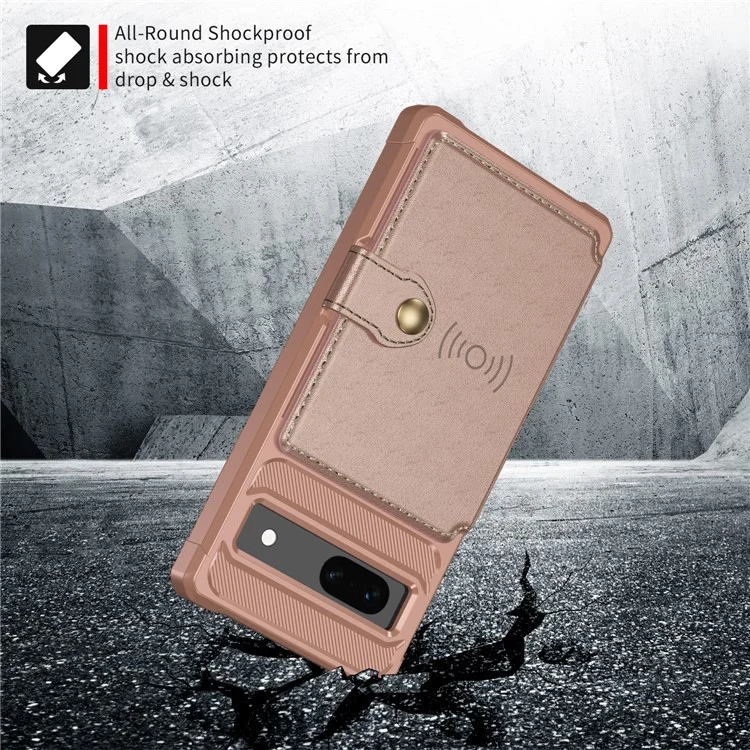 ZM03 For Google Pixel 7a Case PU Leather Coated TPU Card Holder Wallet Phone Cover - Pink