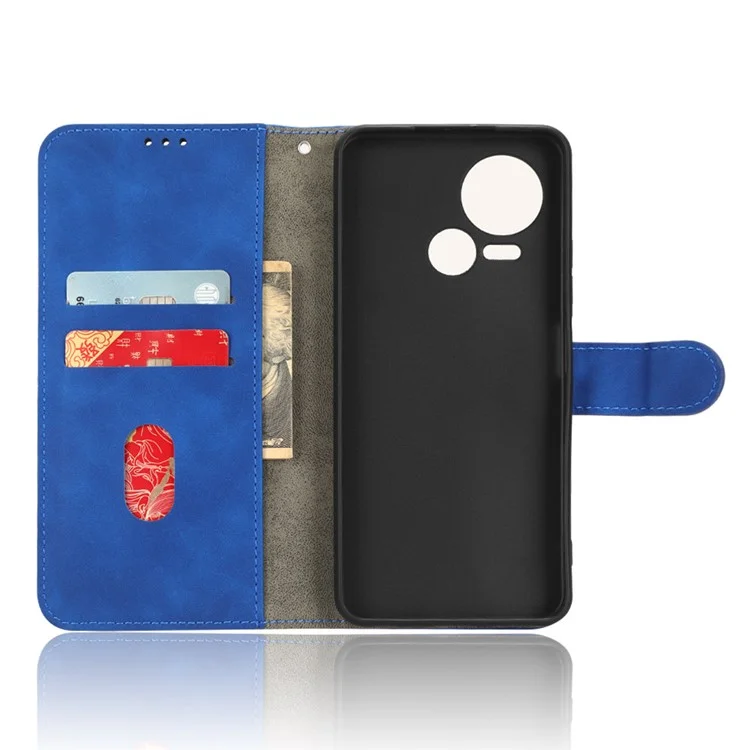 Pour TECNO Spark 10 5G Anti-Drop PU Cuir Porte-feuille Support Étui de Protection Peau-Contact - Bleu