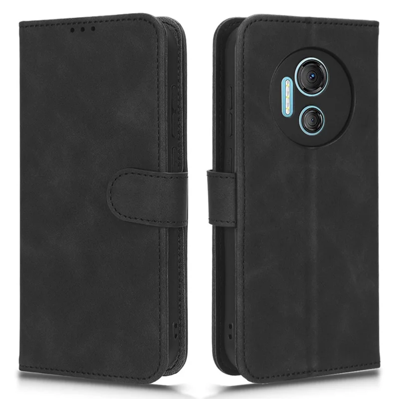 PU Shell Leather Para Doogee X97 / X97 Pro Stand Stand Caso Skin-touch Tampa de Telefone Protetora - Preto