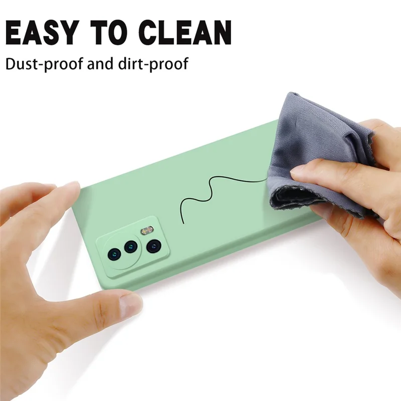 جراب سيليكون سائل لهاتف Xiaomi 13 Lite / Civi 2 5G ببطانة ناعمة وحامية من الصدمات مع حزام - أخضر