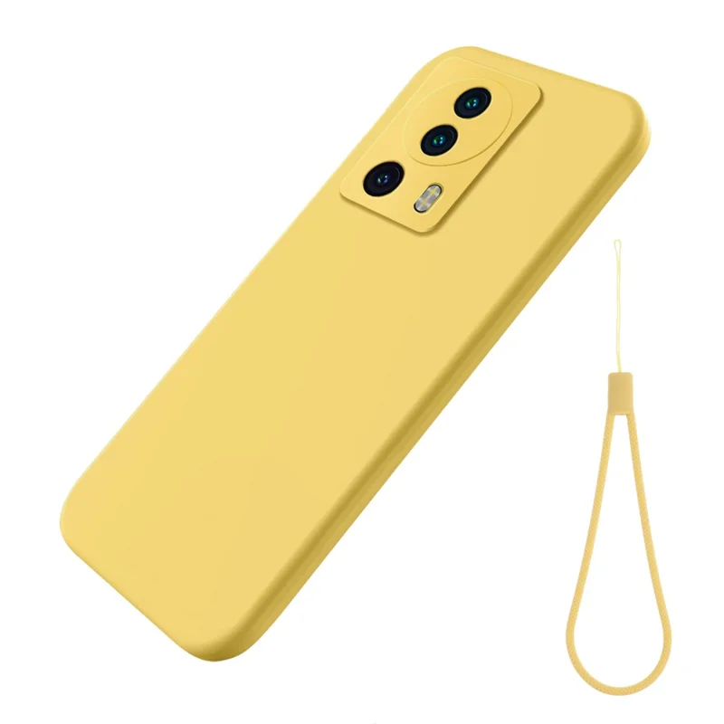 Custodia in silicone liquido per Xiaomi 13 Lite / Civi 2 5G Rivestimento morbido Custodia protettiva antiurto con cordino - Giallo
