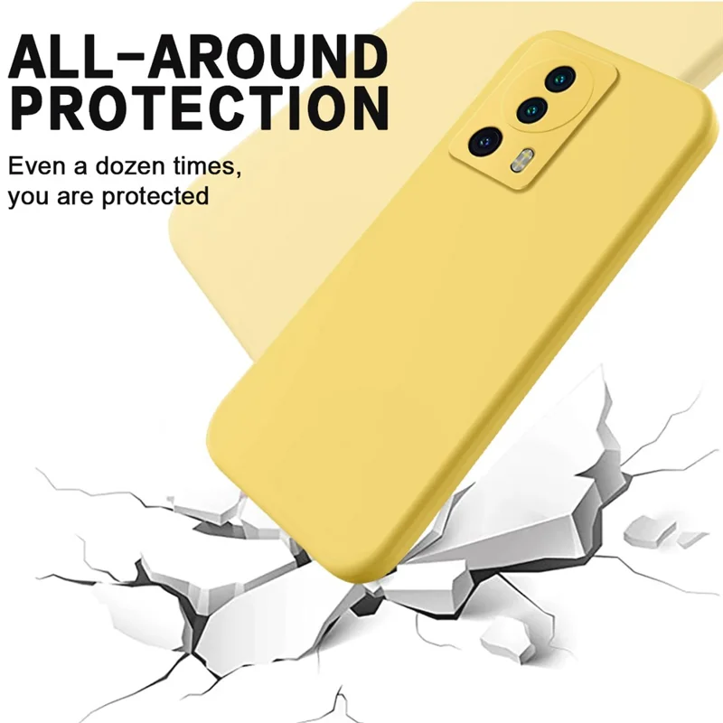 Custodia in silicone liquido per Xiaomi 13 Lite / Civi 2 5G Rivestimento morbido Custodia protettiva antiurto con cordino - Giallo