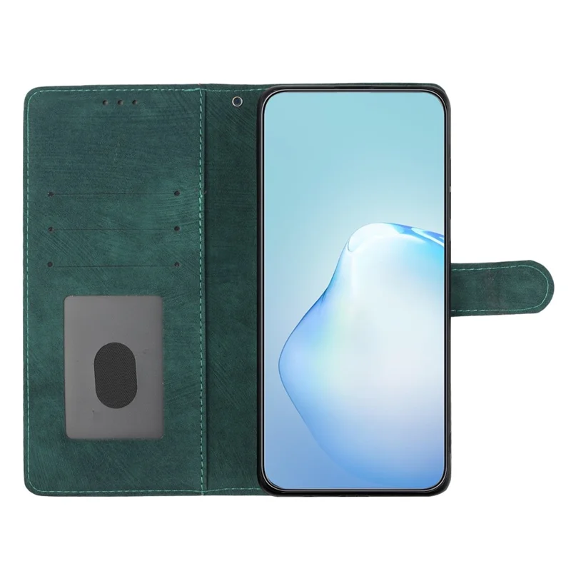 For Samsung Galaxy S22 Ultra 5G Shockproof Case PU Leather Flip Cover Skin-Touch Wallet Phone Shell - Green