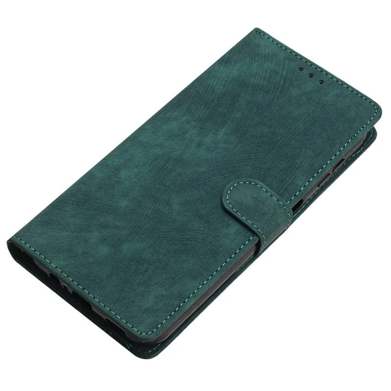 For Samsung Galaxy S22 Ultra 5G Shockproof Case PU Leather Flip Cover Skin-Touch Wallet Phone Shell - Green