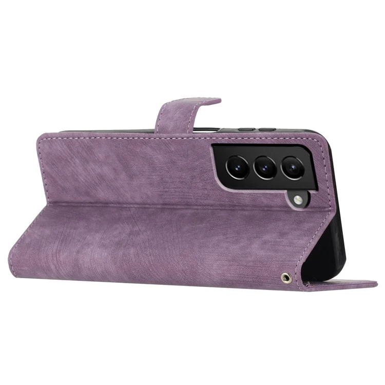 Für Samsung Galaxy S22+ 5G PU-Leder Folio Flip Cover Skin-Touch Stand Wallet Phone Case - Lila