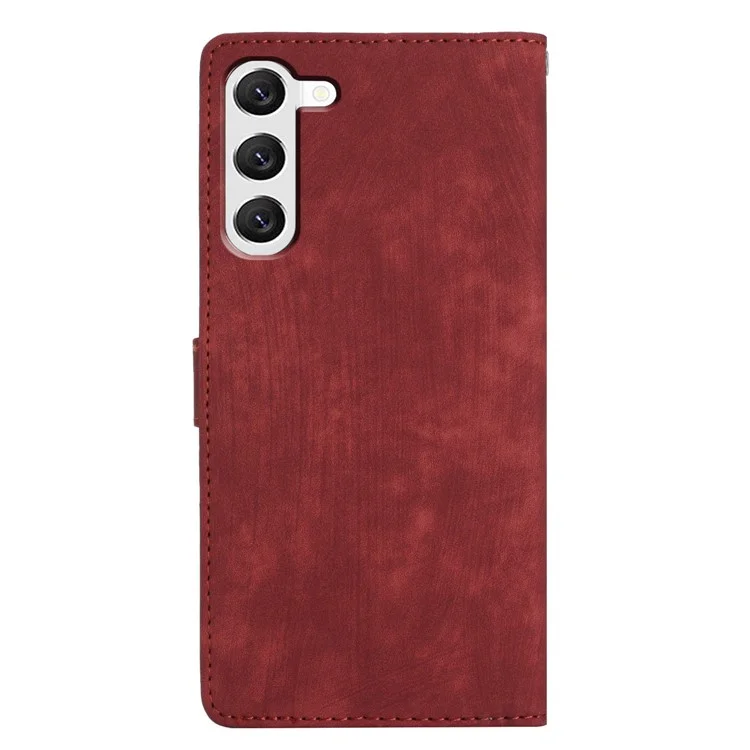For Samsung Galaxy S23 Solid Color Leather Wallet Protective Cover Skin-touch Stand Phone Case - Red