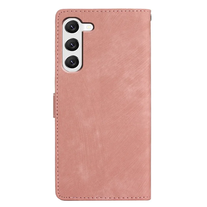 For Samsung Galaxy S23 Solid Color Leather Wallet Protective Cover Skin-touch Stand Phone Case - Rose Gold