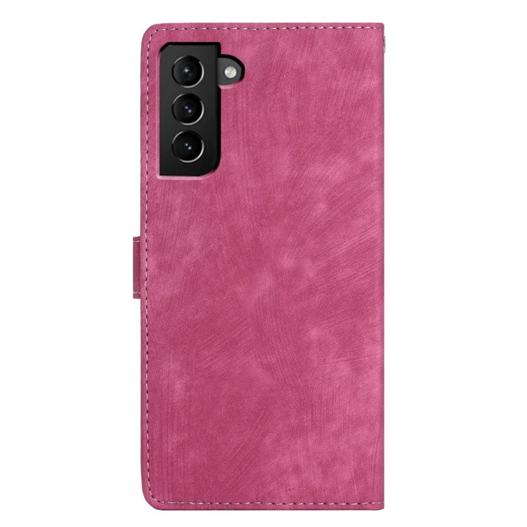 For Samsung Galaxy S22 5G Solid Color Leather Wallet Shell Skin-touch Anti-drop Stand Phone Case - Rose