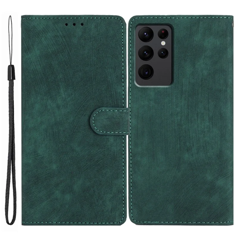 Voor Samsung Galaxy S23 Ultra Leren Wallet Volledige Bescherming Hoesje met Touchstand Hoes - Groen