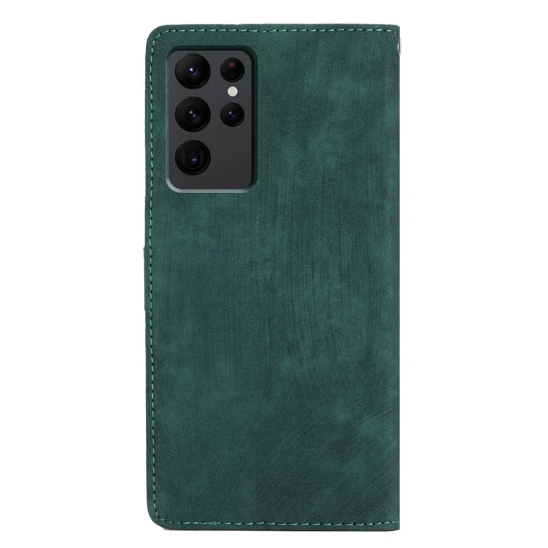 Voor Samsung Galaxy S23 Ultra Leren Wallet Volledige Bescherming Hoesje met Touchstand Hoes - Groen