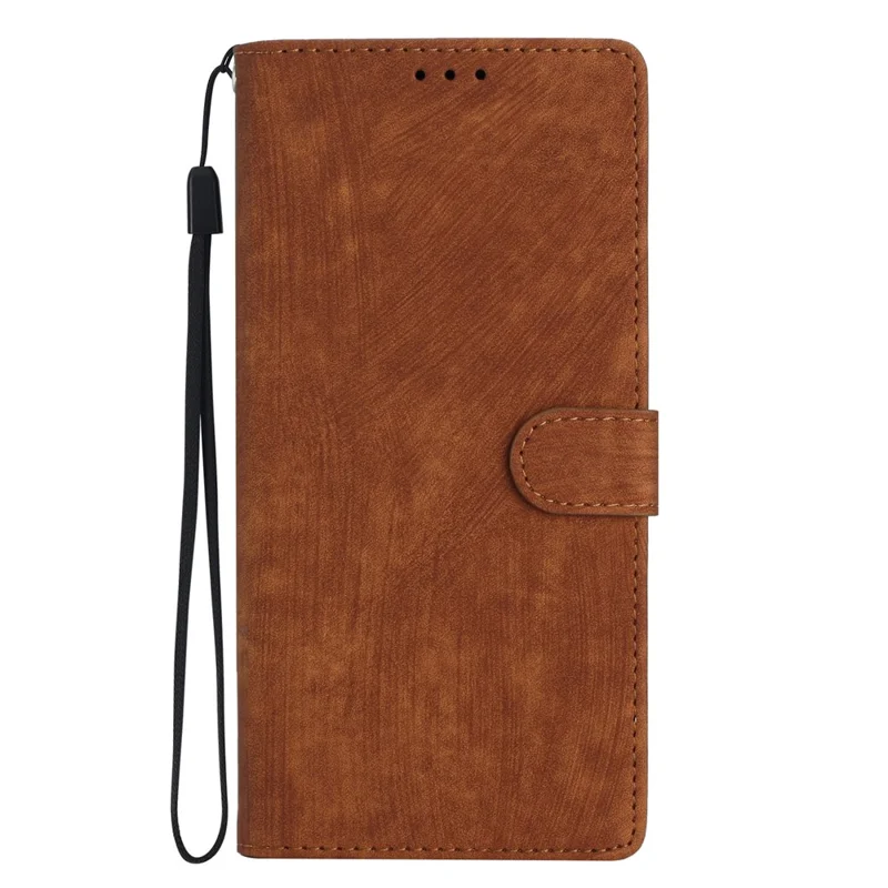 For Samsung Galaxy S23+ Leather Wallet Shell Solid Color Skin-touch Folding Stand Phone Case - Brown