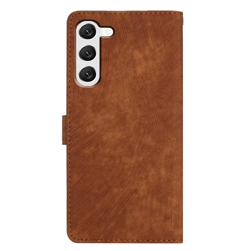 For Samsung Galaxy S23+ Leather Wallet Shell Solid Color Skin-touch Folding Stand Phone Case - Brown