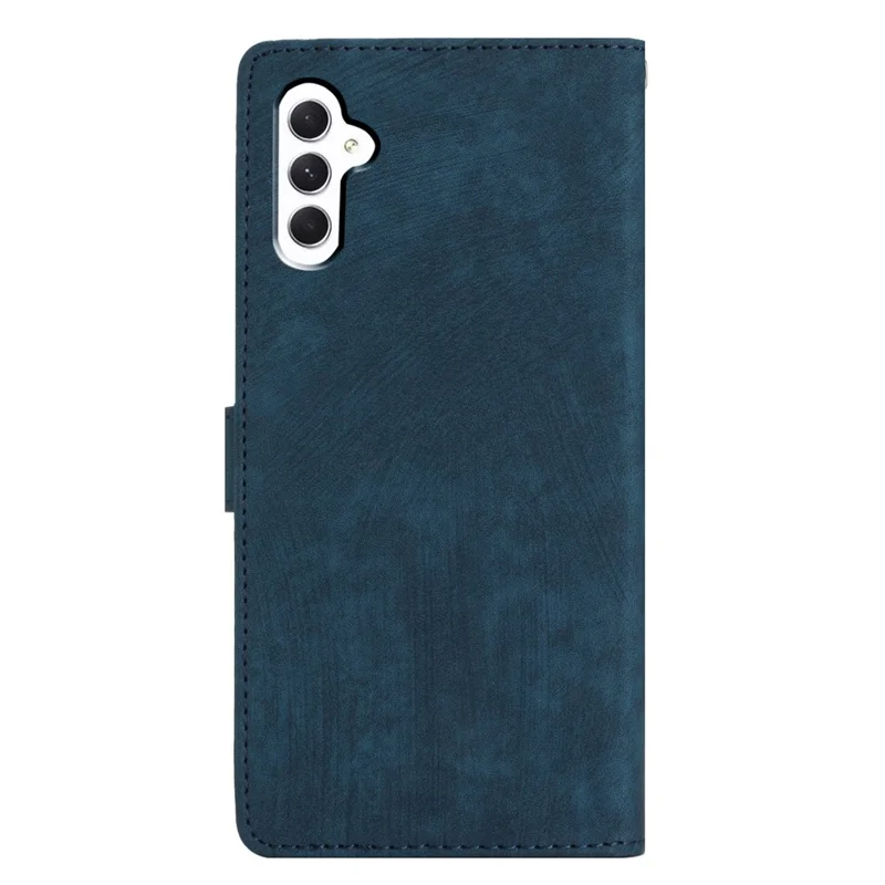For Samsung Galaxy A24 4G (162.1 x 77.6 x 8.3mm) Solid Color Skin-touch Phone Stand Case Leather Wallet Shell - Blue